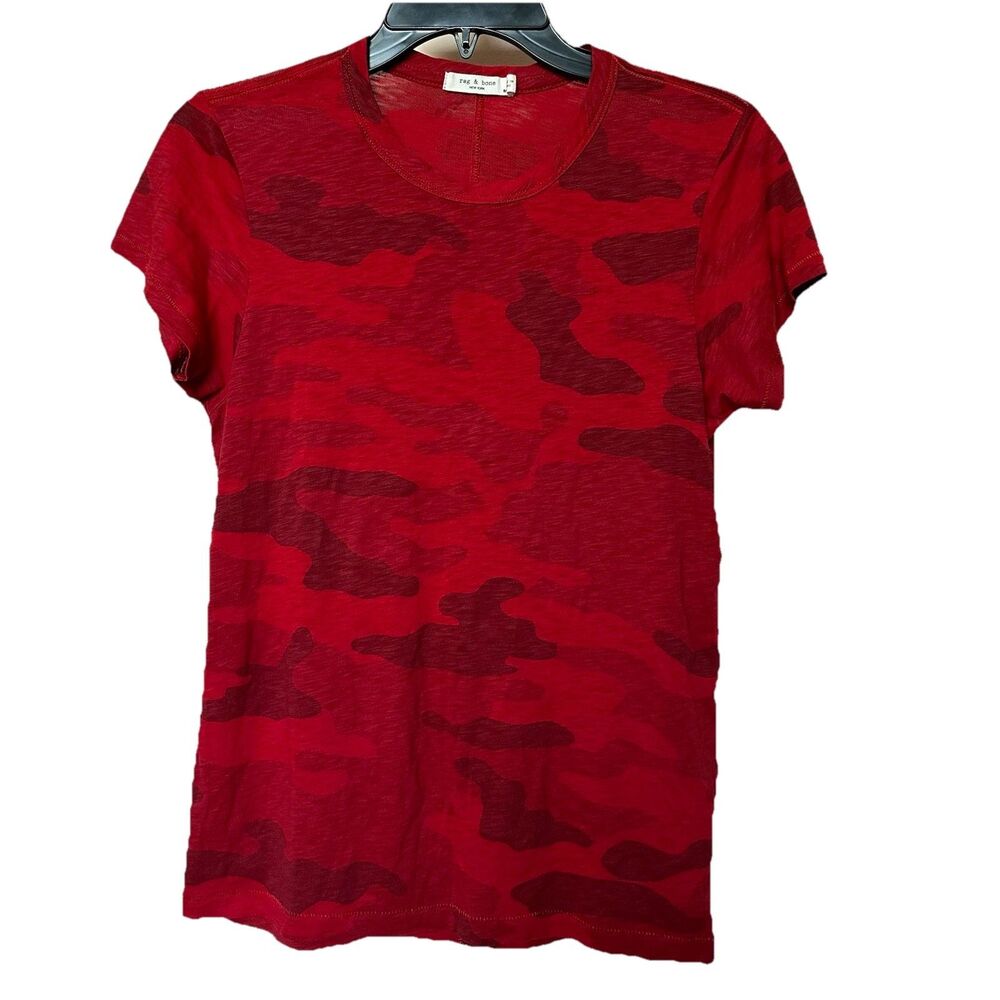 Rag & Bone T Shirt Women’s Sm Short Sleeve Red Camo Alt Urban Grunge Punk Edgy